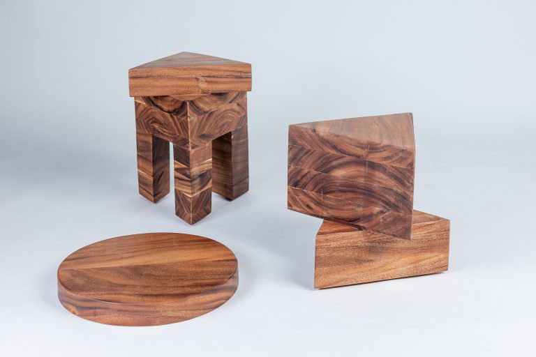 Multifunctional furniture: Aster – Parota Wood Side Table by Daniel Couttolenc