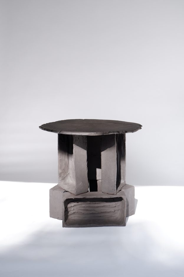 T02 – Black Clay Brutalist Side Tables
by furniture designers Ia Kutateladze 