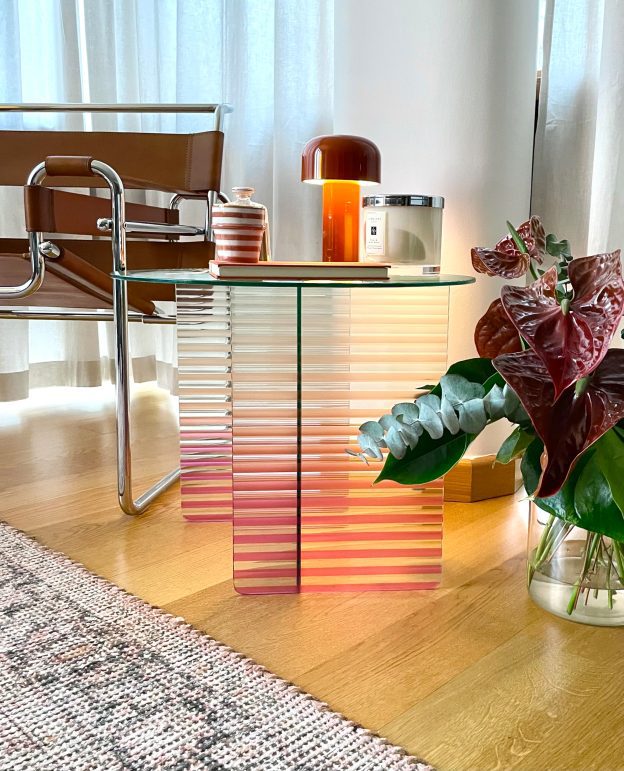Kaila-i – Medium Ribbed Glass Side Table
by Yugen Lab