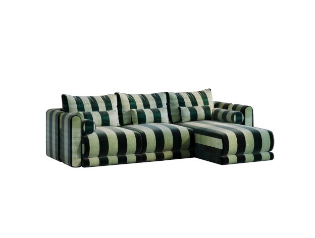 Kanz – Sofa Green & White Stripes by hermhaus