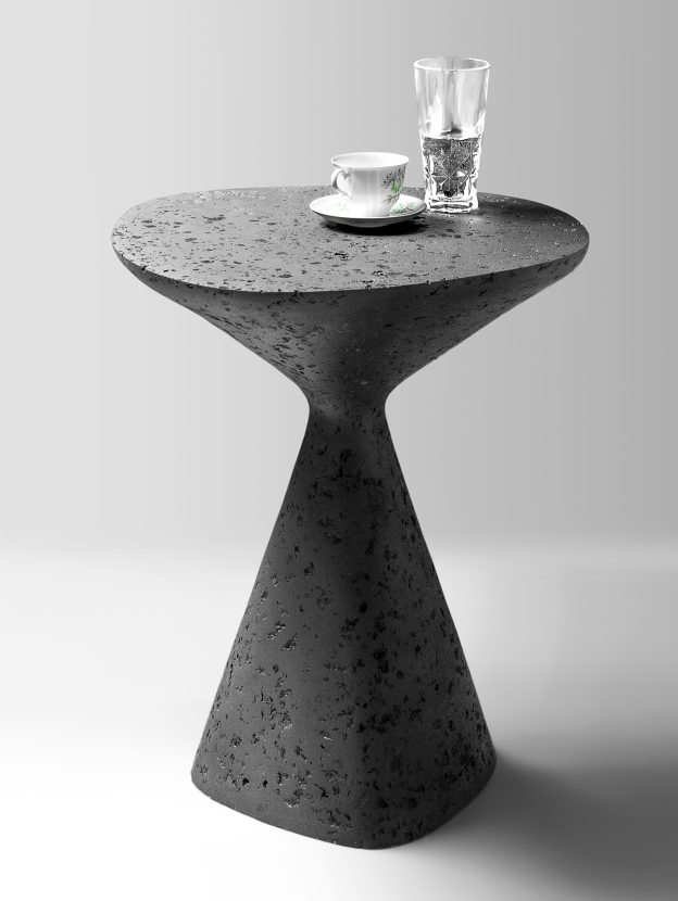 Mottled Black Sculptural Side Table by Donatas Žukauskas