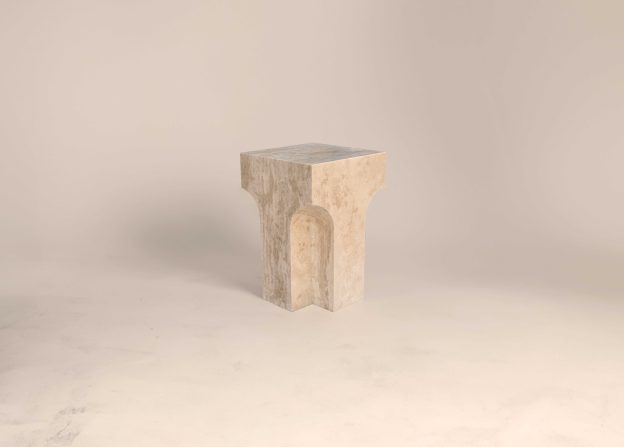 Amud – Travertine Side Table by Selma Lazrak