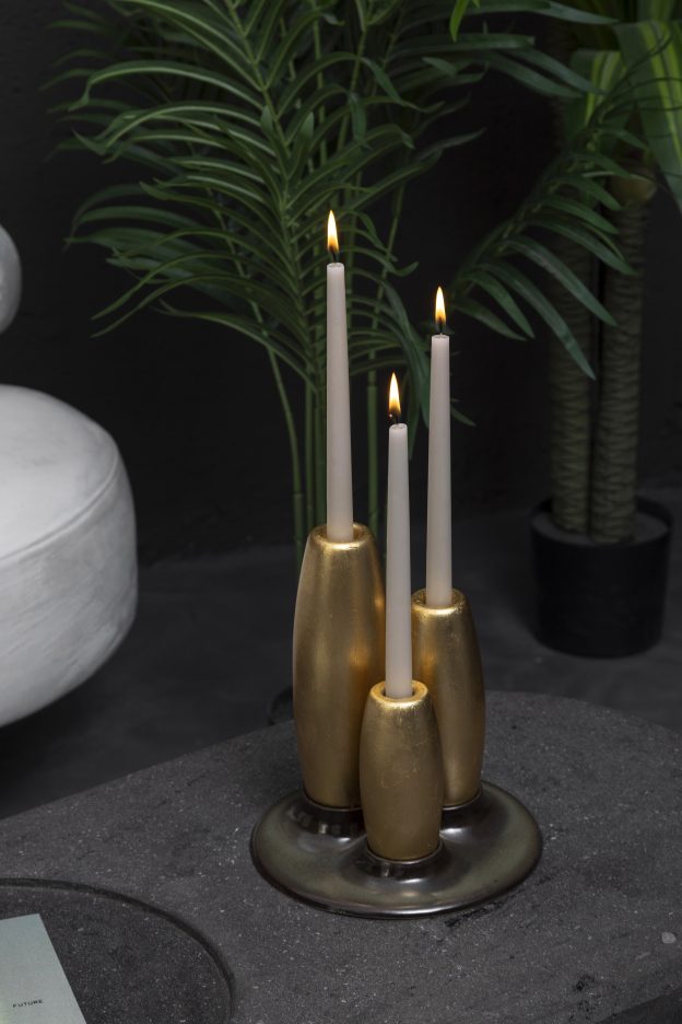 Salar Decorative Ceramic Candleholder With Gold Leaf Solid Wood Plynths
by ANDEAN