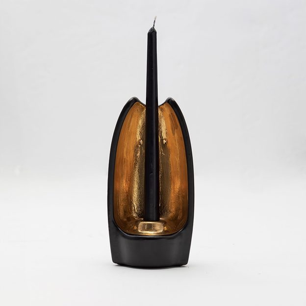 Absoluto Decorative Ceramic Candleholder With Gold Luster Details by ANDEAN