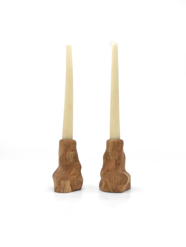 Cascade – Cherry Wood Candlesticks by Steven Totin