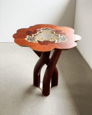 Crepuscular Side Table - Cherry Wood / Brass