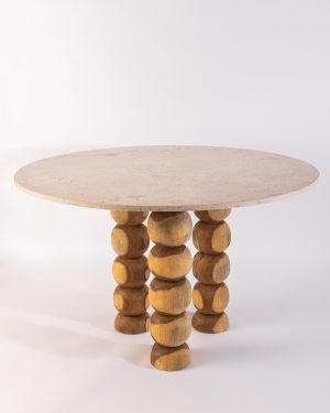 Latte Dining Table - Jabin Wood / Travertine