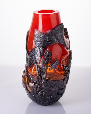 Lava  Glass Vase Red