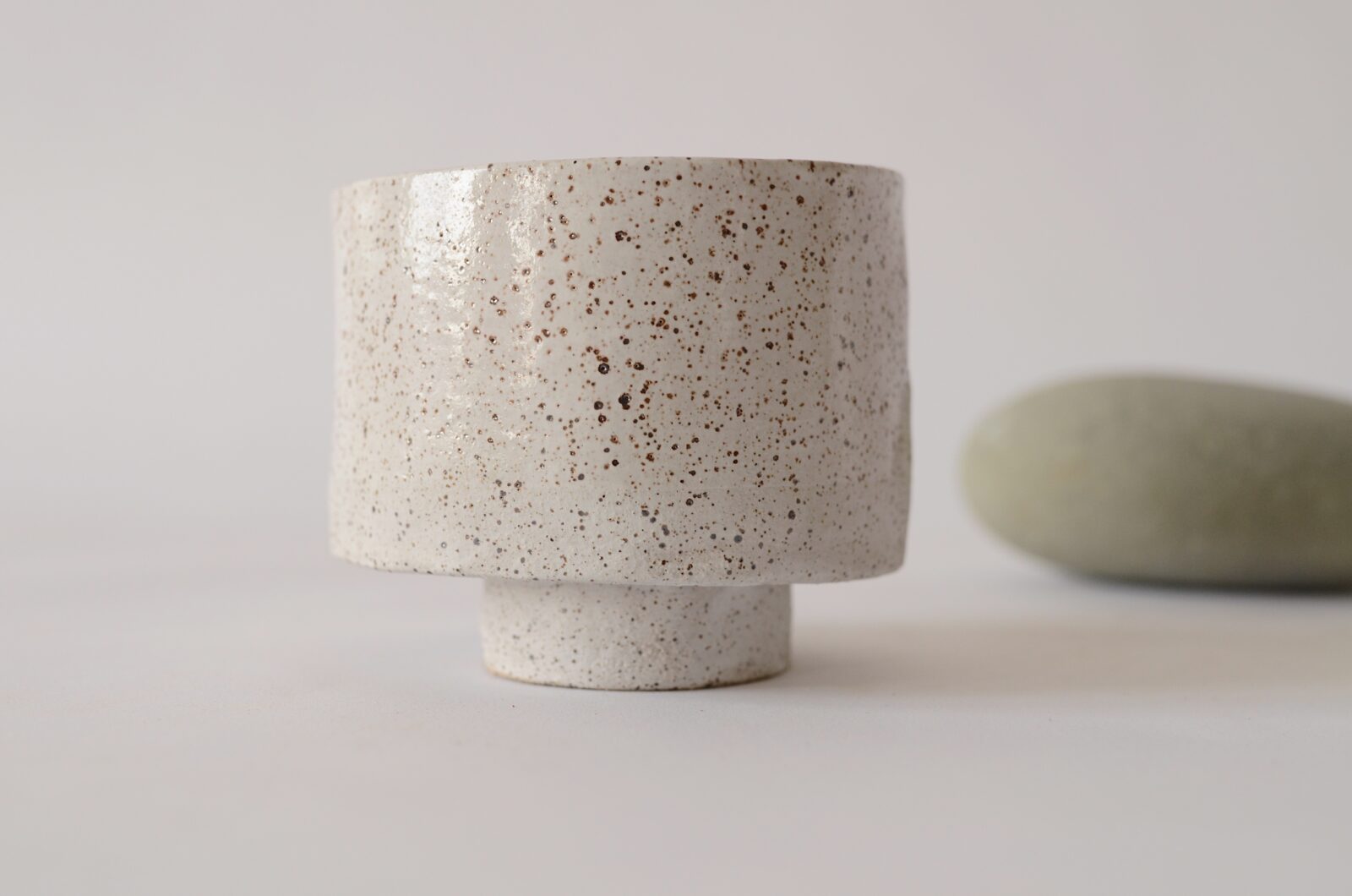 White & Speckled Stoneware Chawan — 6