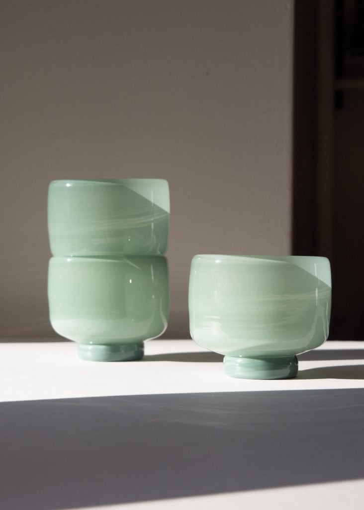 Chawan matcha bowl in mass-tinted hand-blown glass by OOG Objects