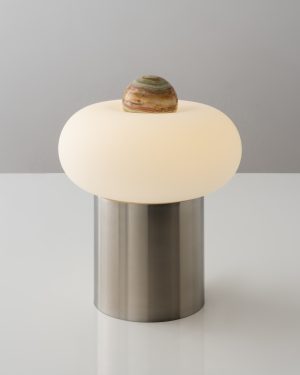 Capsula 01 – Mouthblown Glass, Stainless Steel & Onyx Table Lamp