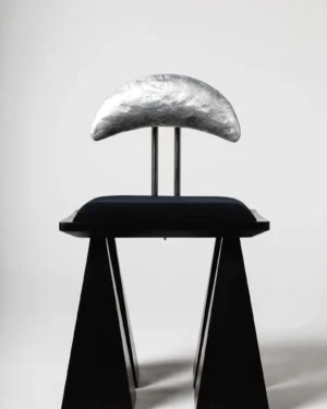 Arco Massiva — Ebony Wood, Cast Aluminum And Velvet Chair